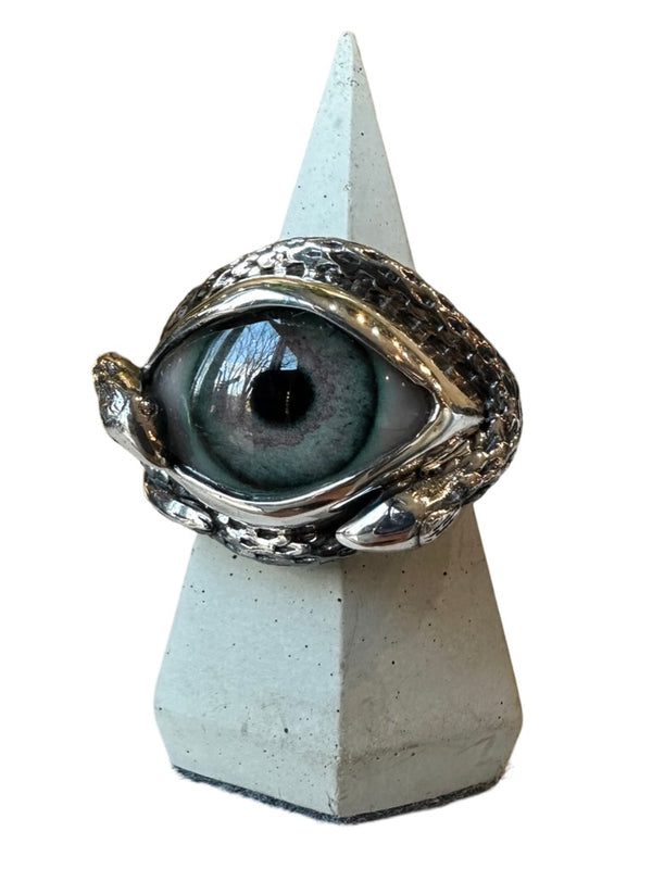 Hand Painted gray lavender Ojo De Medusa Eye Ring