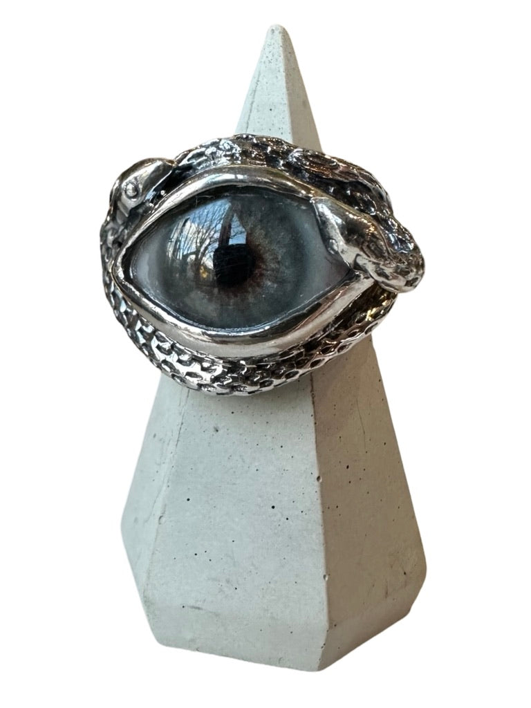 Hand Painted gray hazel Ojo De Medusa Eye Ring