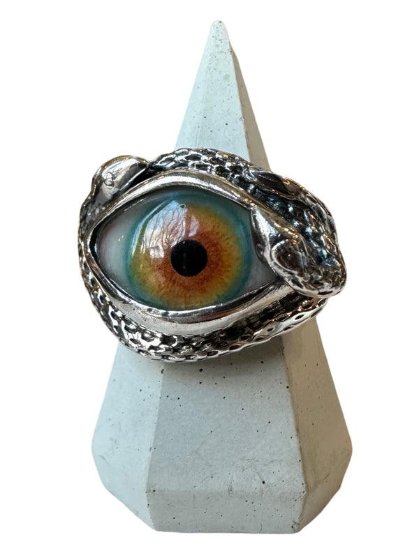 Hand Painted rainbow Ojo De Medusa Eye Ring