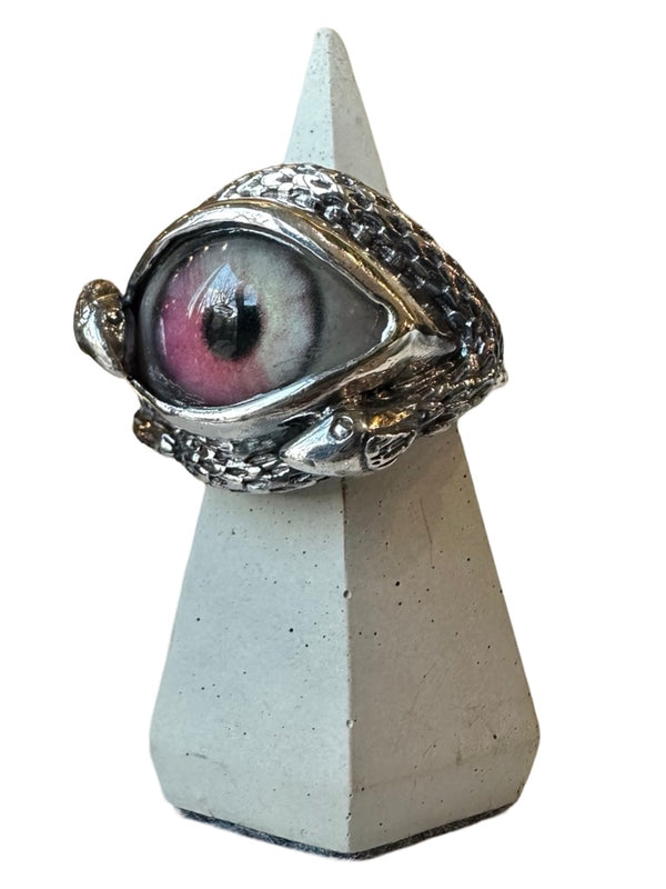 Hand Painted two tone pink Ojo De Medusa Eye Ring