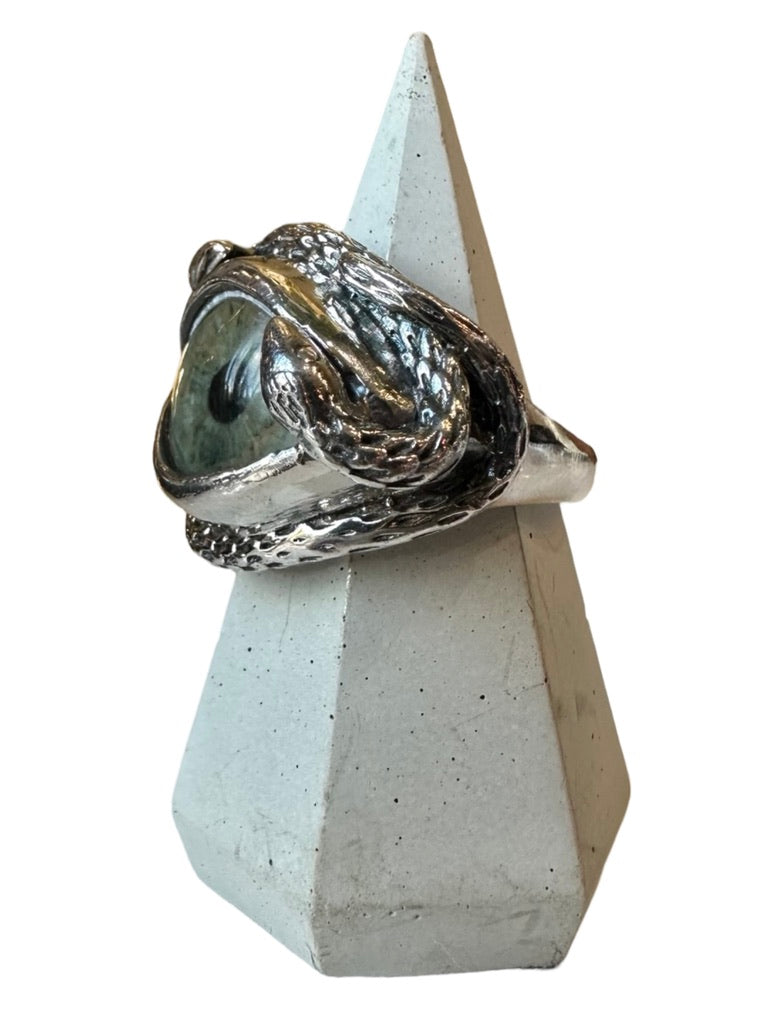 Hand Painted light green blue Ojo De Medusa Eye Ring