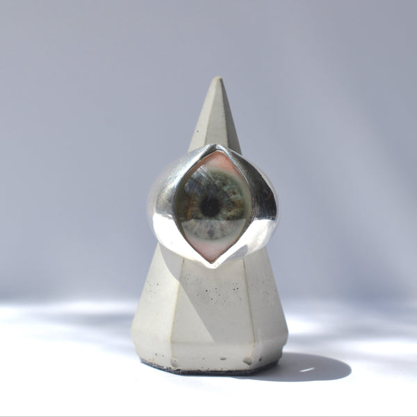 Hand Painted Blue Speckled King Eye Ring