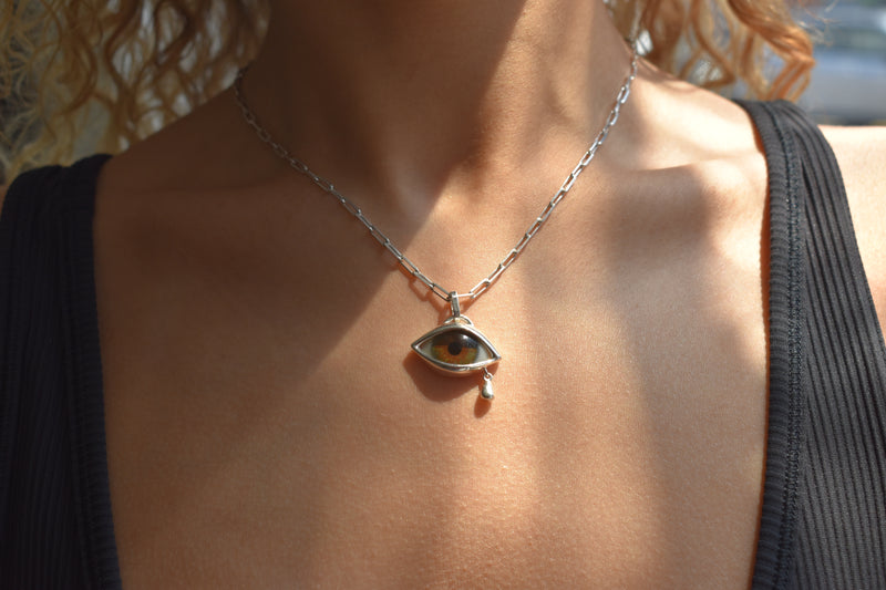 Crying Hazel Green Eye Pendant