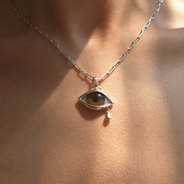 Crying Hazel Green Eye Pendant