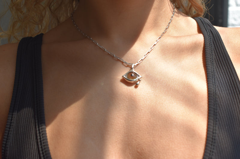 Crying Light Brown Eye Pendant