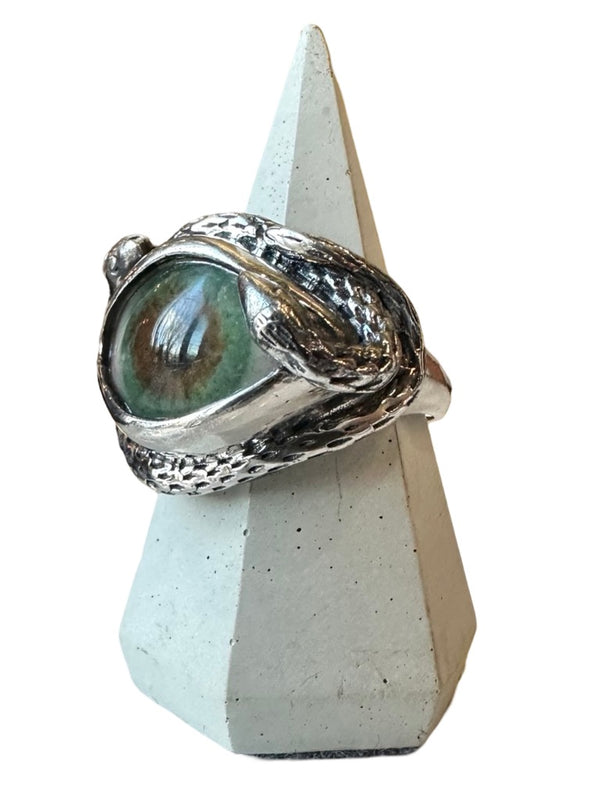 Hand Painted hazel Ojo De Medusa Eye Ring