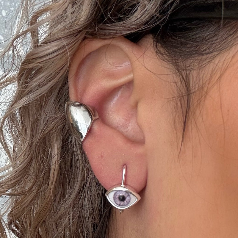 Lavender Mini Silver Hanging Eye Earring