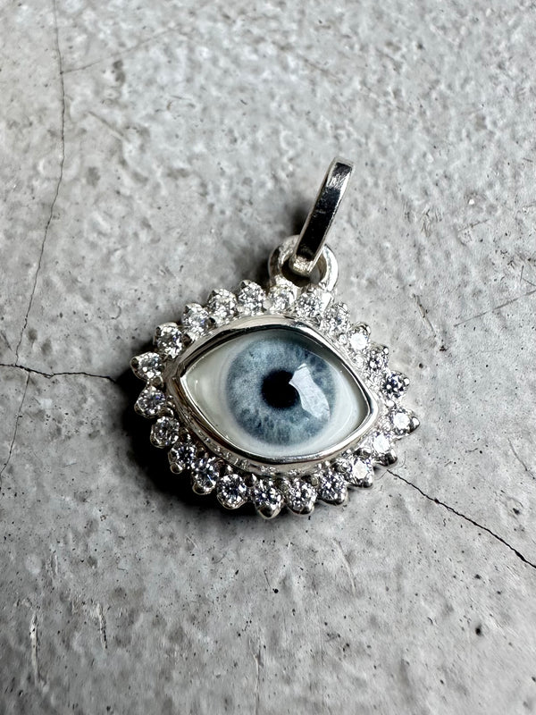 Mini Eye Pendant with moissanite halo
