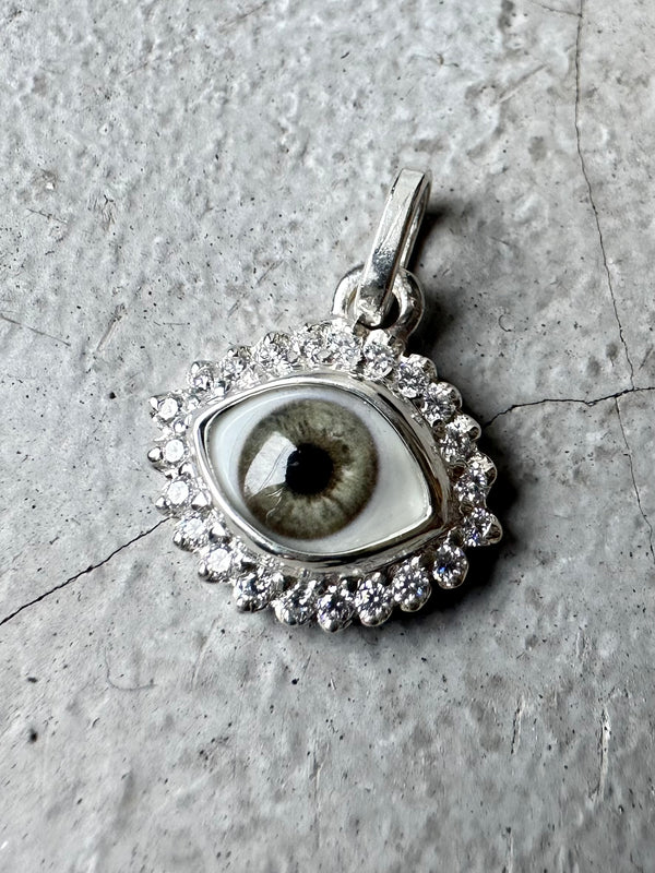 Mini Eye Pendant with moissanite halo