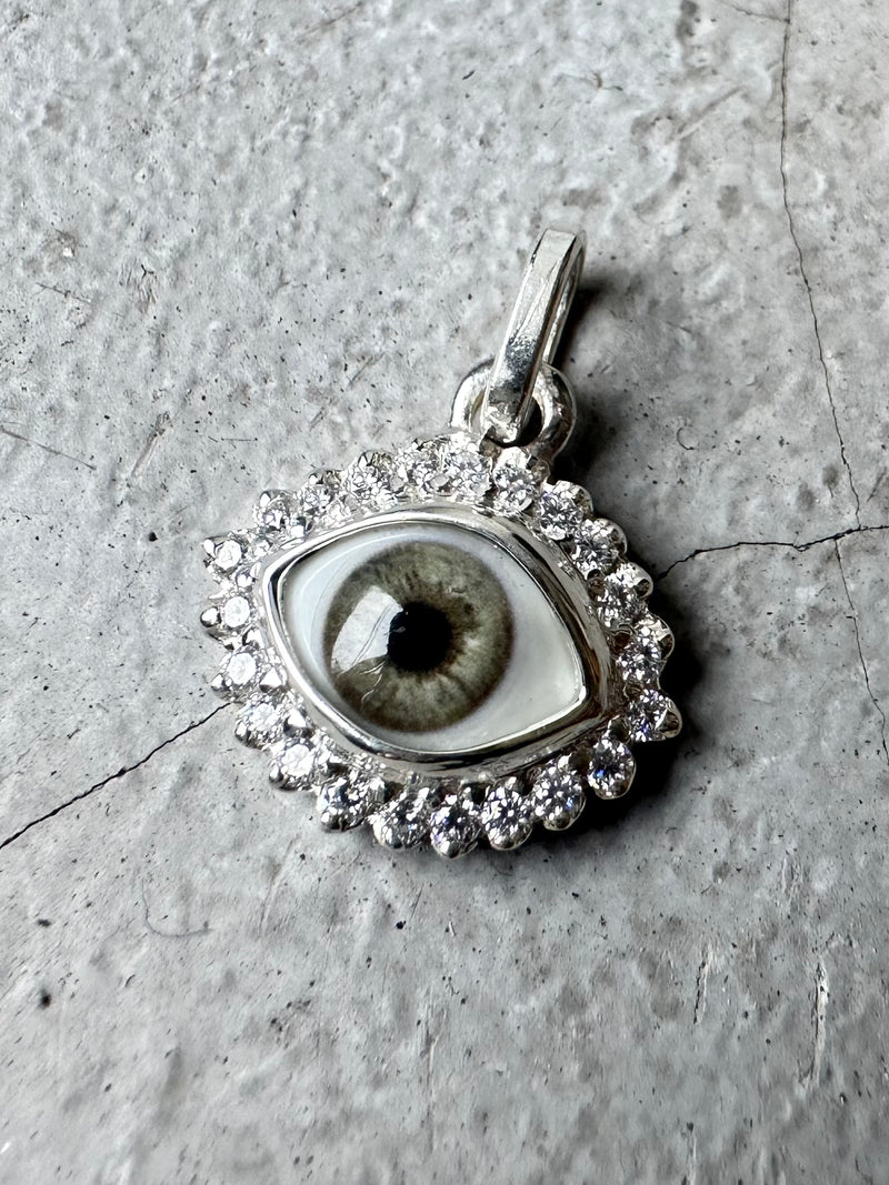 Mini Eye Pendant with moissanite halo
