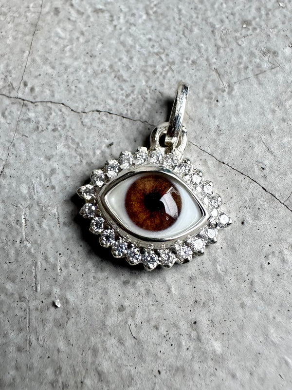 Mini Eye Pendant with moissanite halo