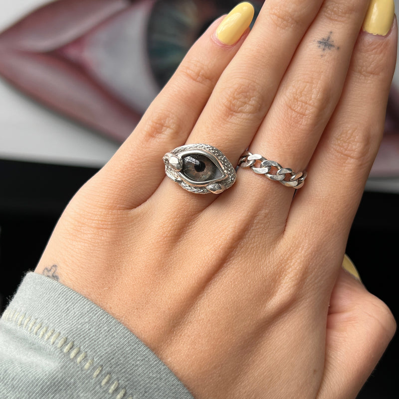 Hand Painted Hazel Ojo De Medusa Small Eye Ring