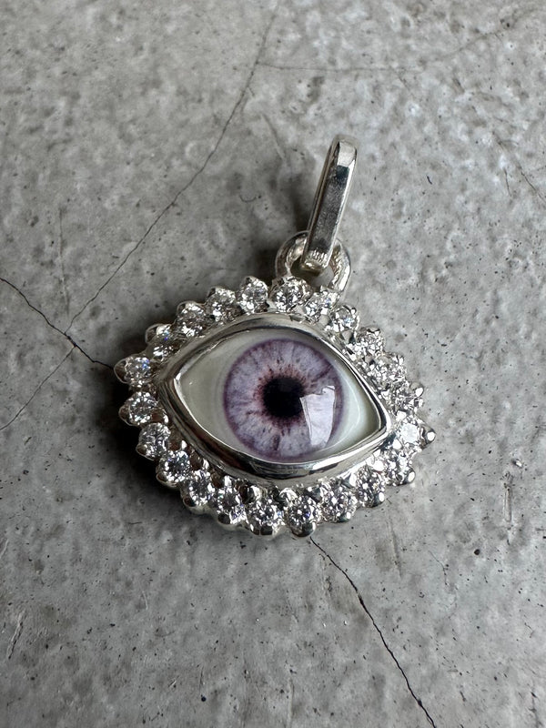Mini Eye Pendant with moissanite halo