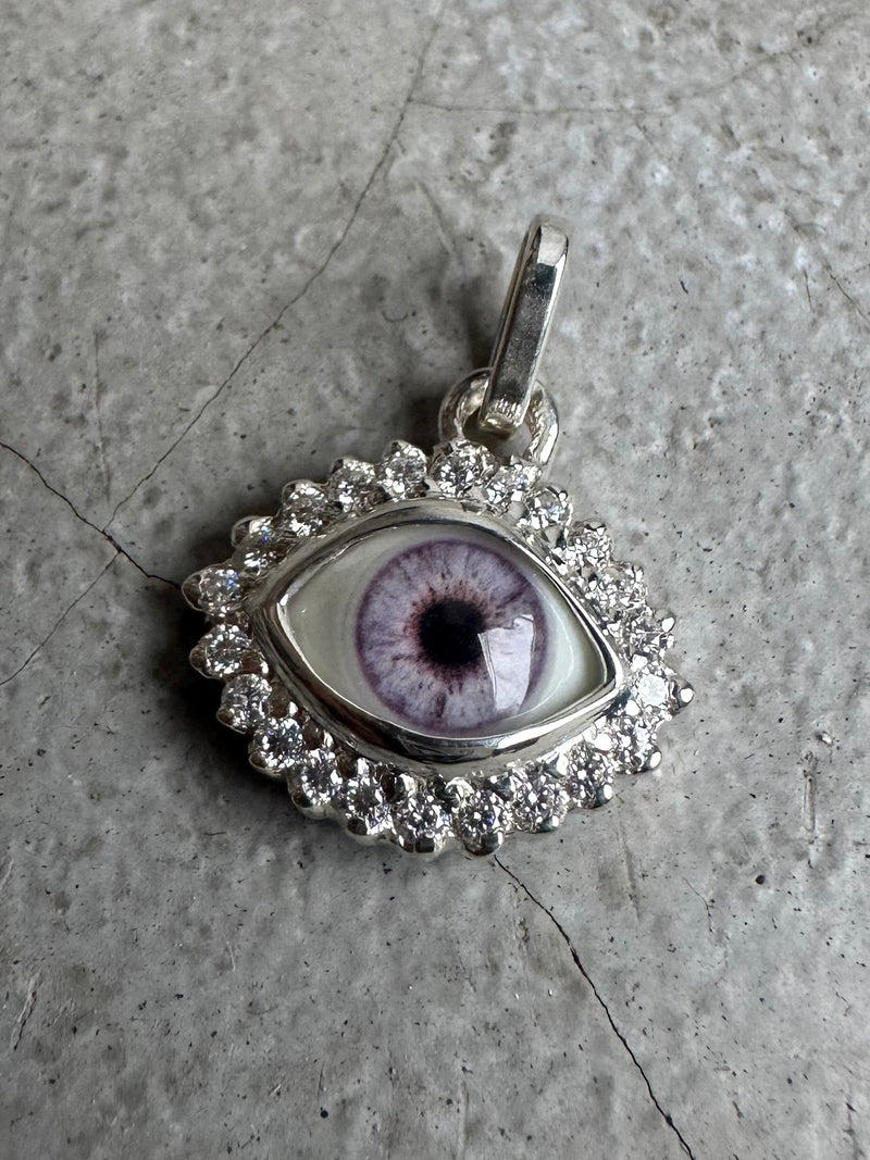 Mini Eye Pendant with moissanite halo