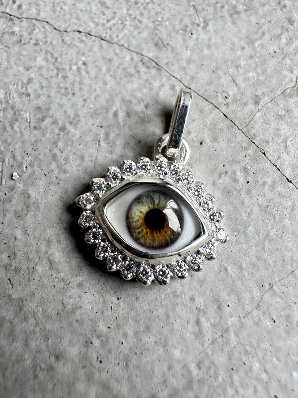 Mini Eye Pendant with moissanite halo