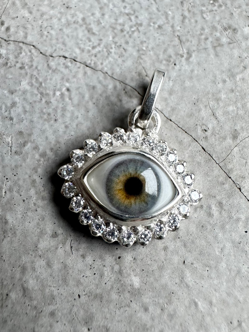 Mini Eye Pendant with moissanite halo