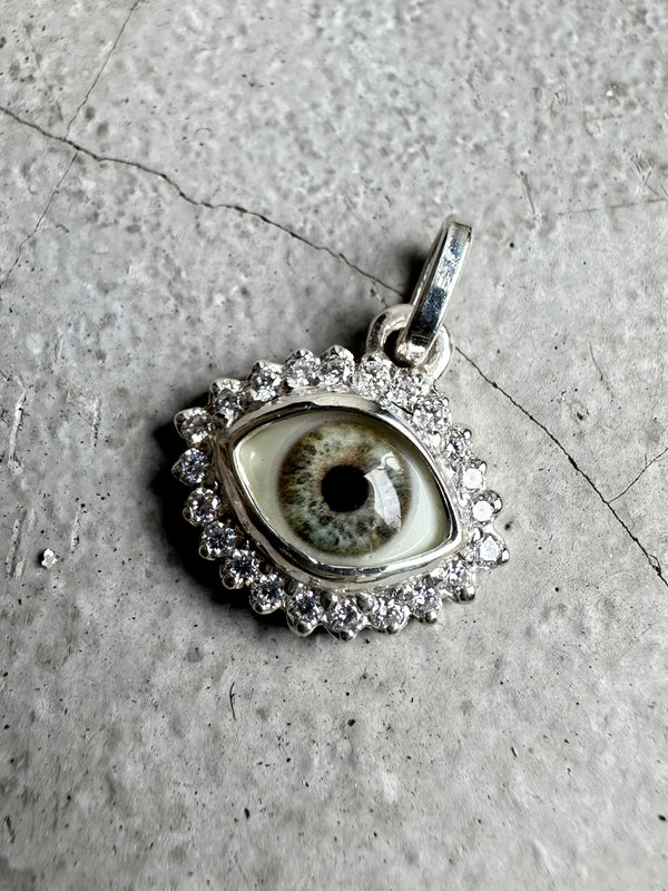 Mini Eye Pendant with moissanite halo