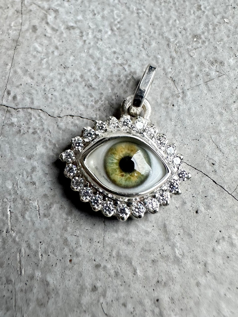 Mini Eye Pendant with moissanite halo