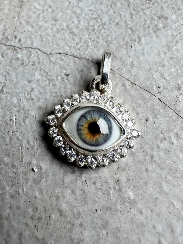 Mini Eye Pendant with moissanite halo