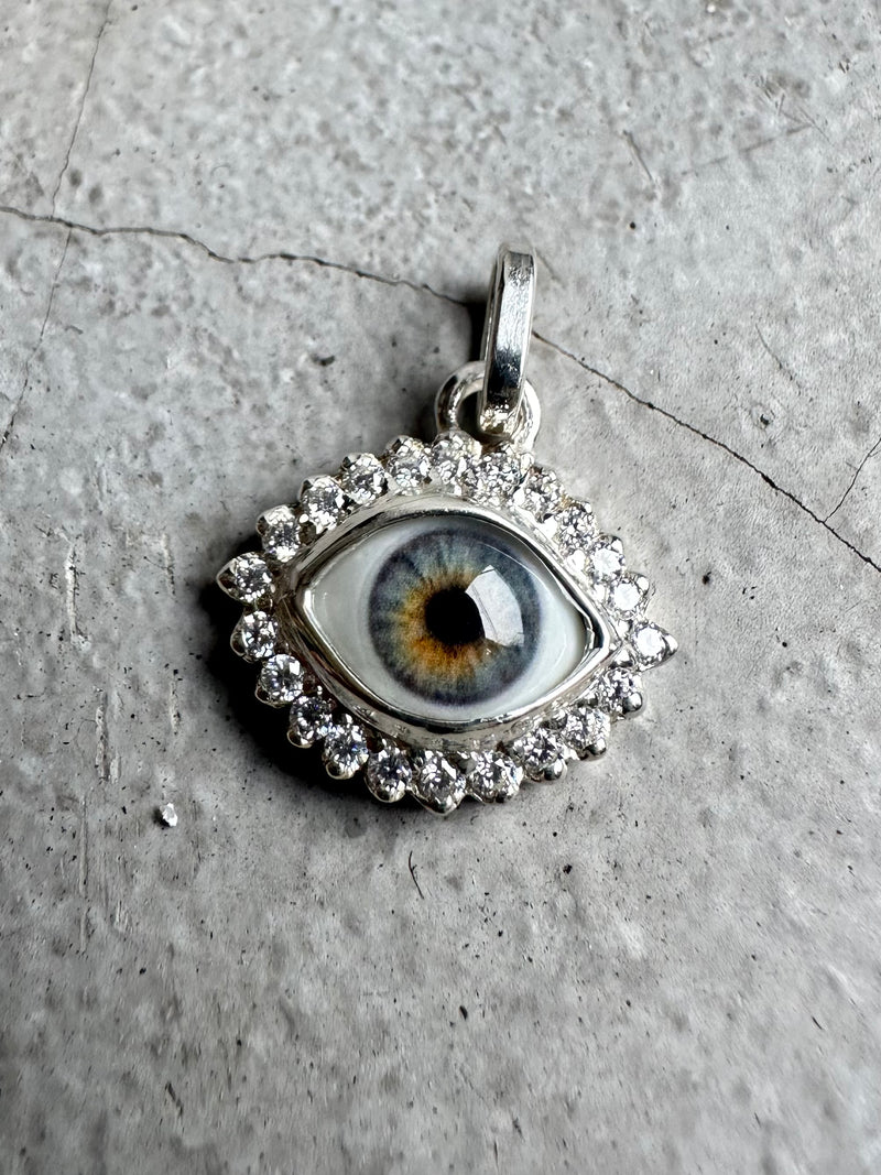 Mini Eye Pendant with moissanite halo