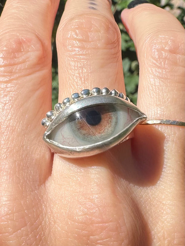 Handmade Hand Painted Eye Ring - sz 9.5