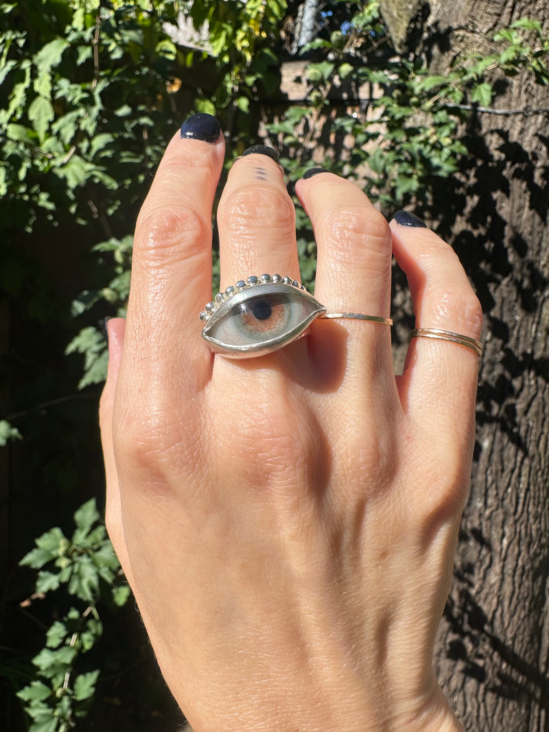 Handmade Hand Painted Eye Ring - sz 9.5