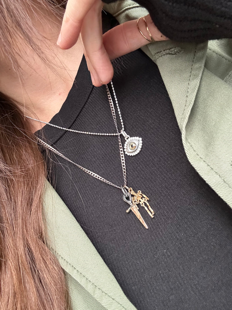 Mini Eye Pendant with moissanite halo