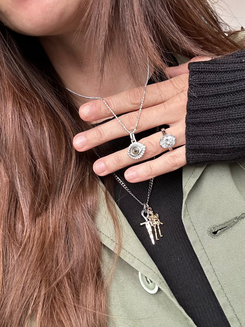 Mini Eye Pendant with moissanite halo