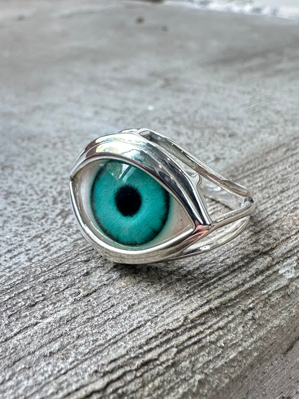 SKELETON Hand Painted Eye Ring - sz 7.75