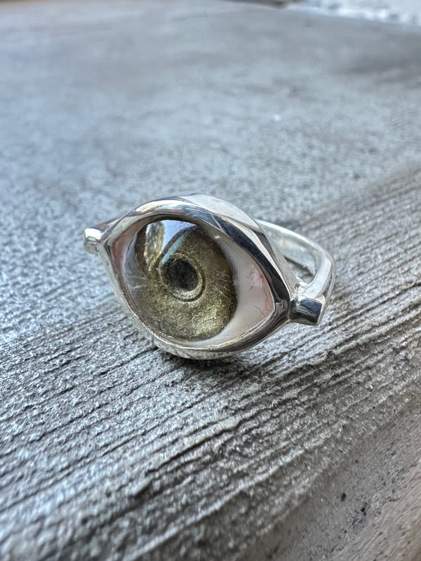 Sample Sale - Hand Painted Silver Eye Ring - sz 7.25