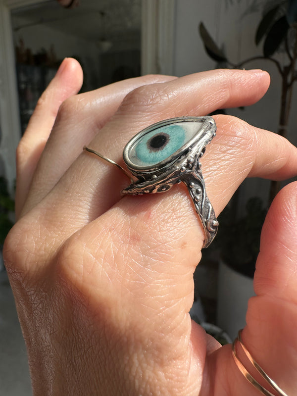 ORACLE Hand Painted Eye Ring - sz 8.5