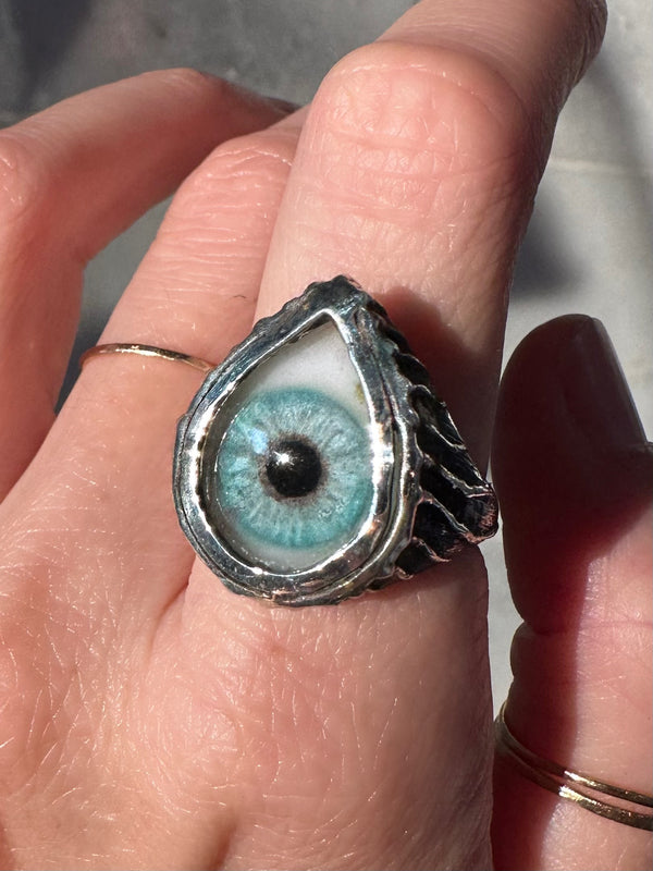 ORACLE Hand Painted Eye Ring - sz 7.75