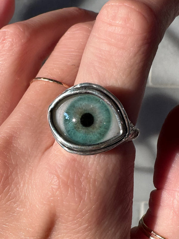 ORACLE Hand Painted Eye Ring - sz 7.75