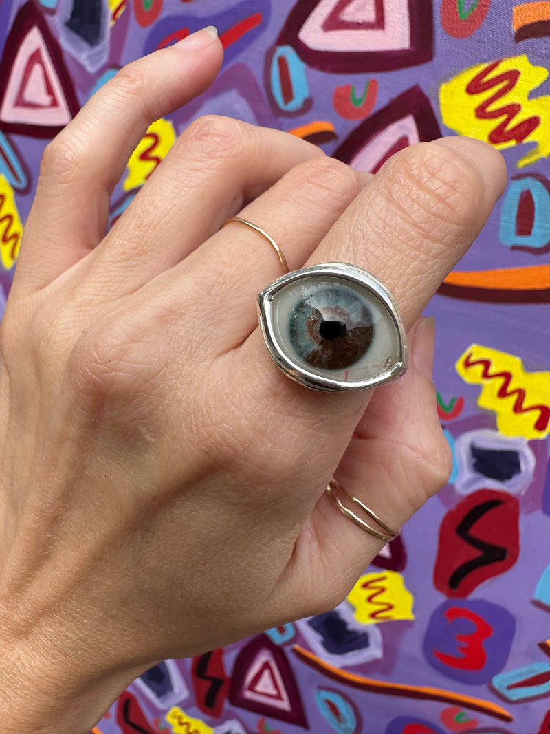 ORACLE Hand Painted Eye Ring - sz 8.25