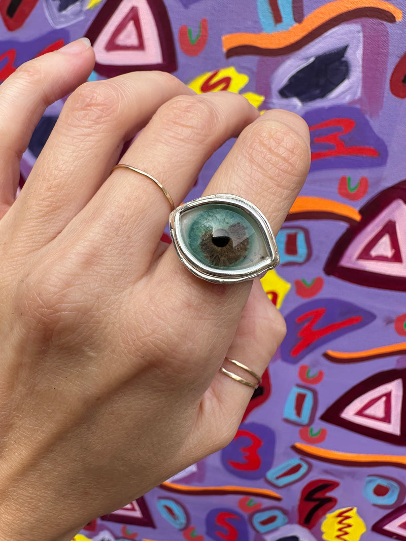 ORACLE Hand Painted Eye Ring - sz 7.75