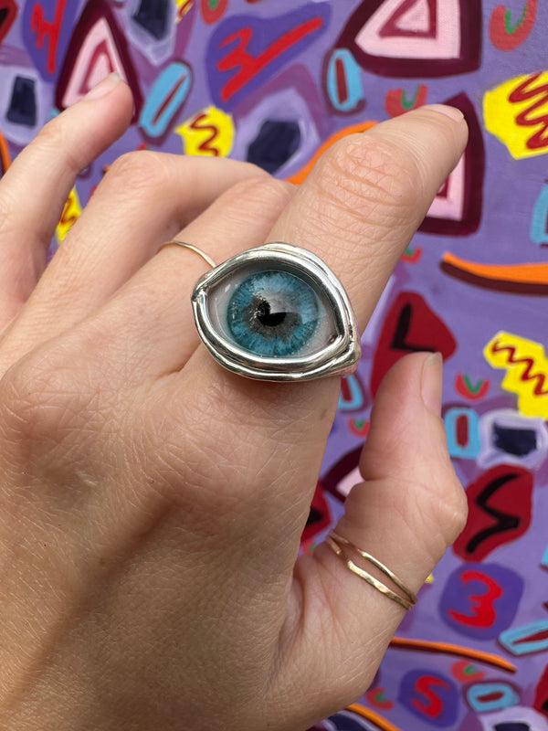 ORACLE Hand Painted Eye Ring - sz 7.5