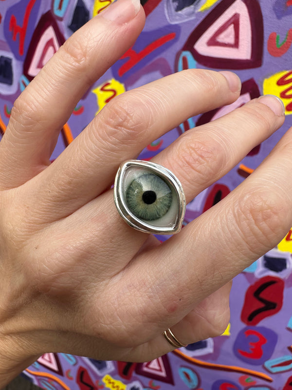 ORACLE Hand Painted Eye Ring - sz 5.5