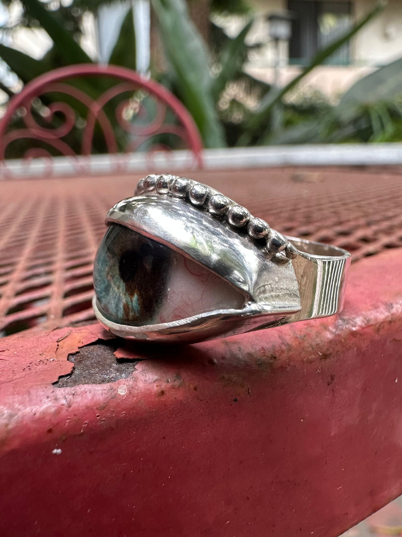 Handmade Hand Painted Eye Ring - sz 9.5