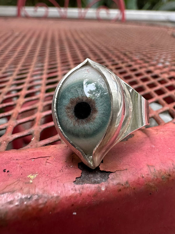 Handmade Painted Eye Ring - sz 9.25