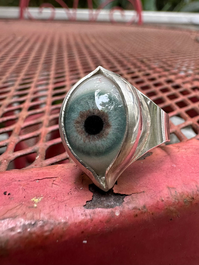 Handmade Painted Eye Ring - sz 9.25