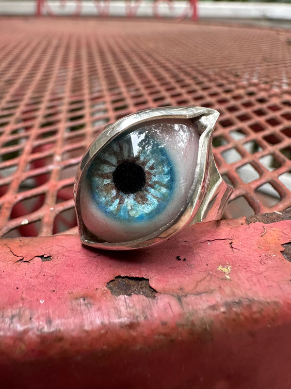 Handmade Painted Eye Ring - sz 12