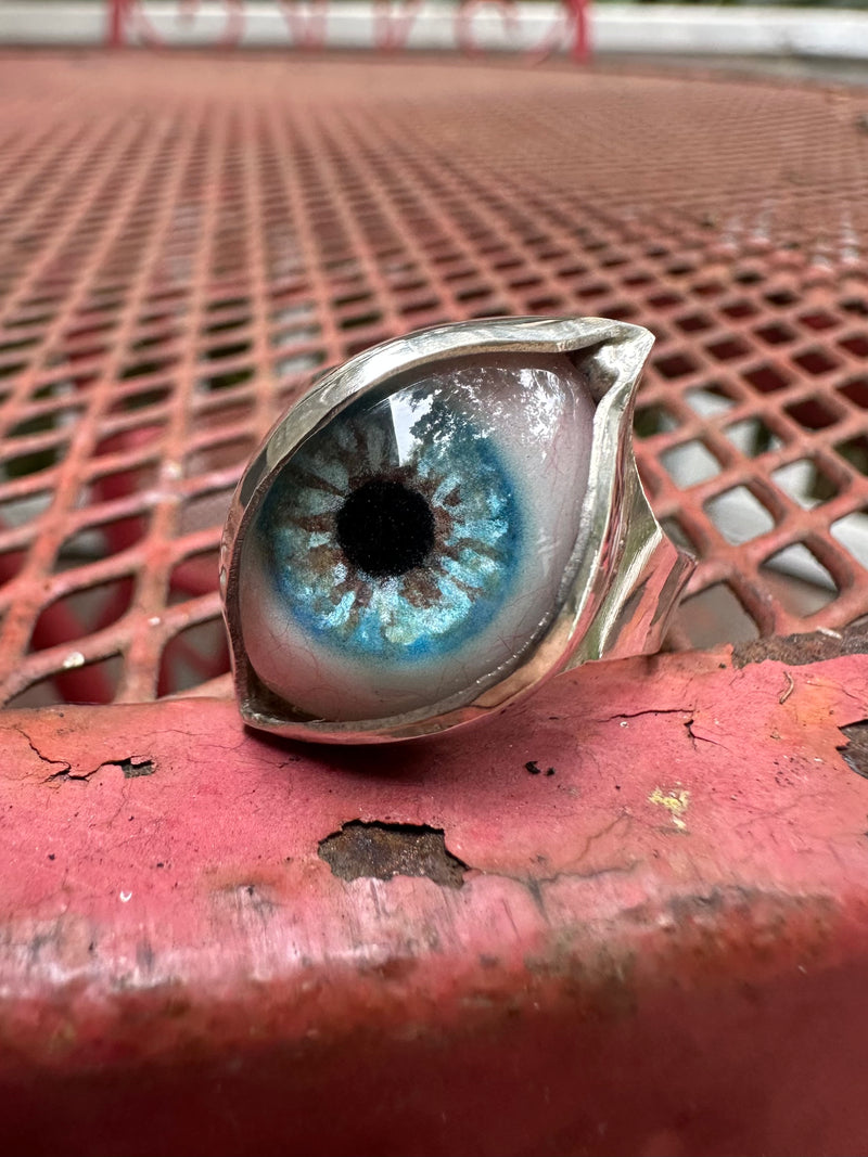 Handmade Painted Eye Ring - sz 12