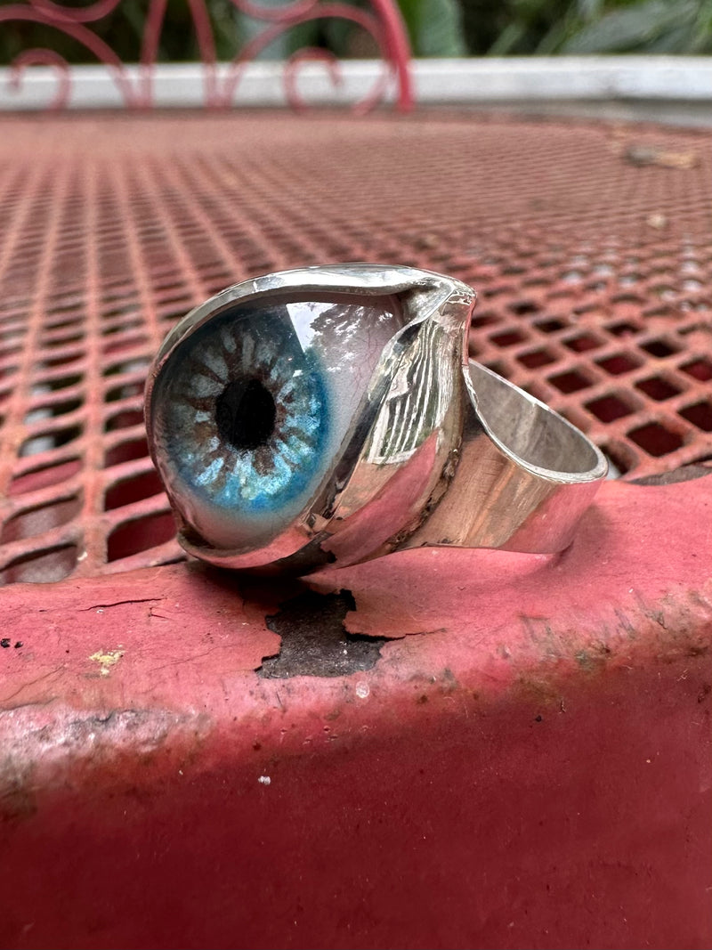 Handmade Painted Eye Ring - sz 12