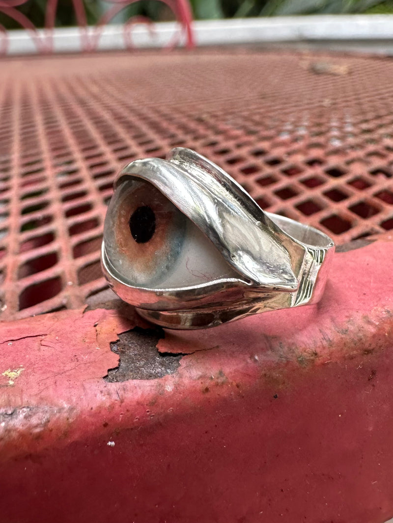 Handmade Painted Eye Ring - sz 6.25
