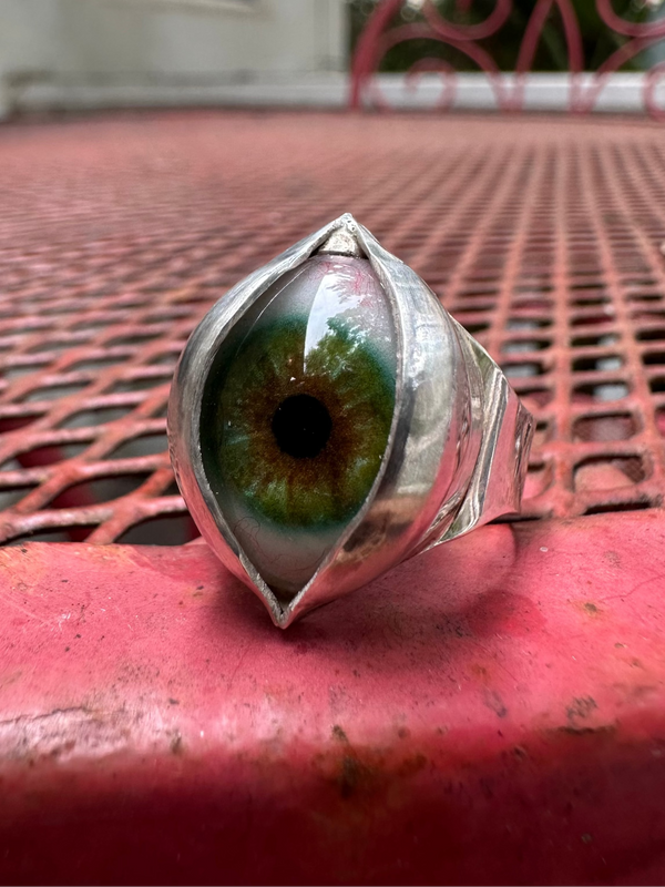 Handmade Painted Eye Ring - sz 10.75