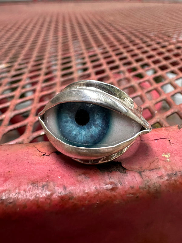 Handmade Painted Eye Ring -sz 8.25