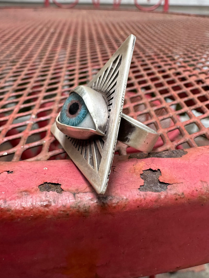 Handmade Painted Eye Ring - sz 9.75