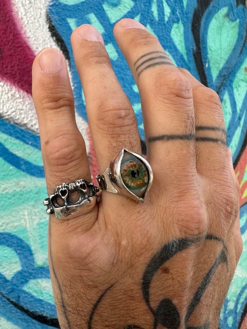 Handmade Hand Painted Eye Ring - sz 10.5
