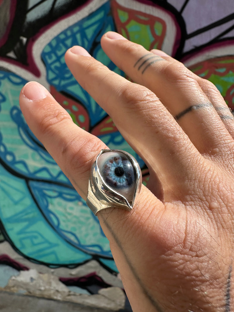 Handmade Painted Eye Ring - sz 8