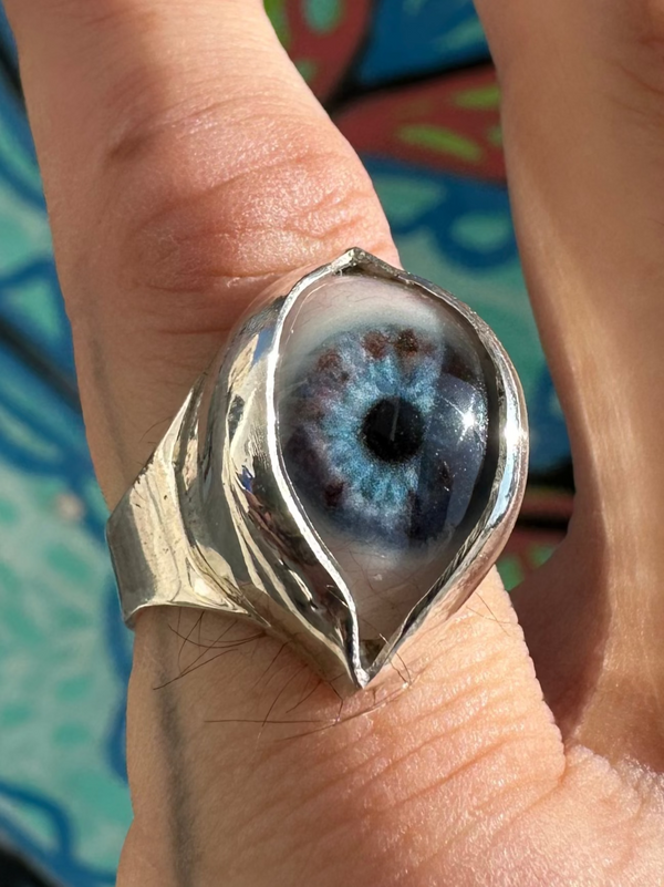 Handmade Painted Eye Ring - sz 8